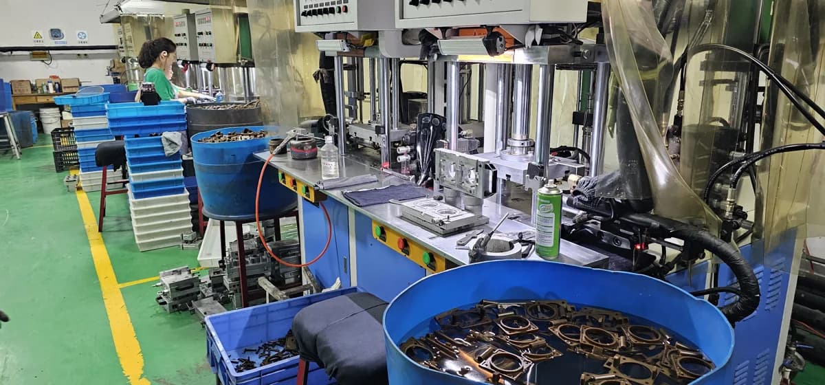 Wax pattern production area with tooling and wax parts