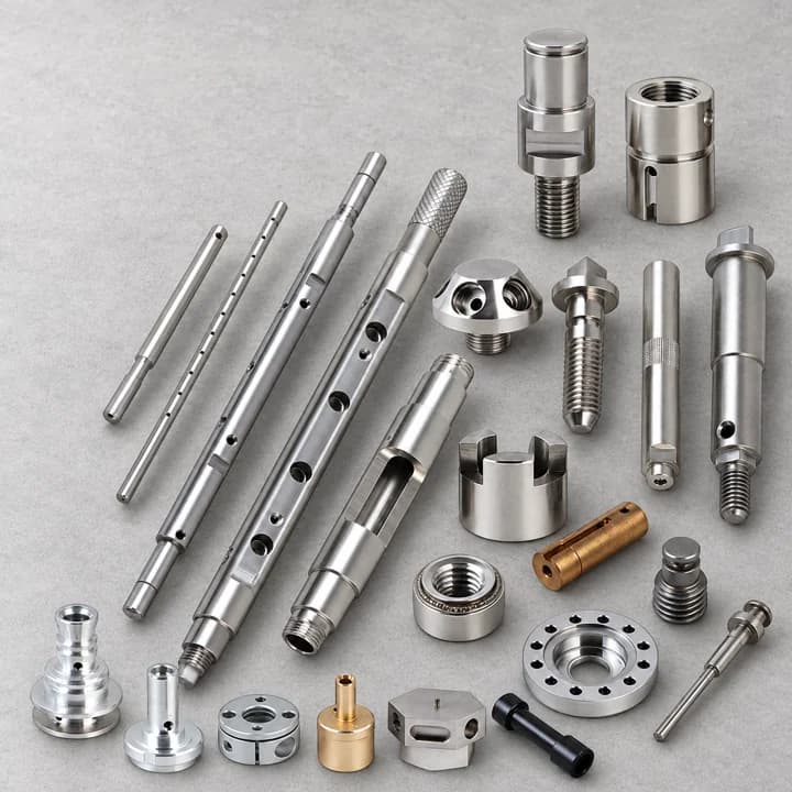 Custom Machined Hardware on a textured concrete background