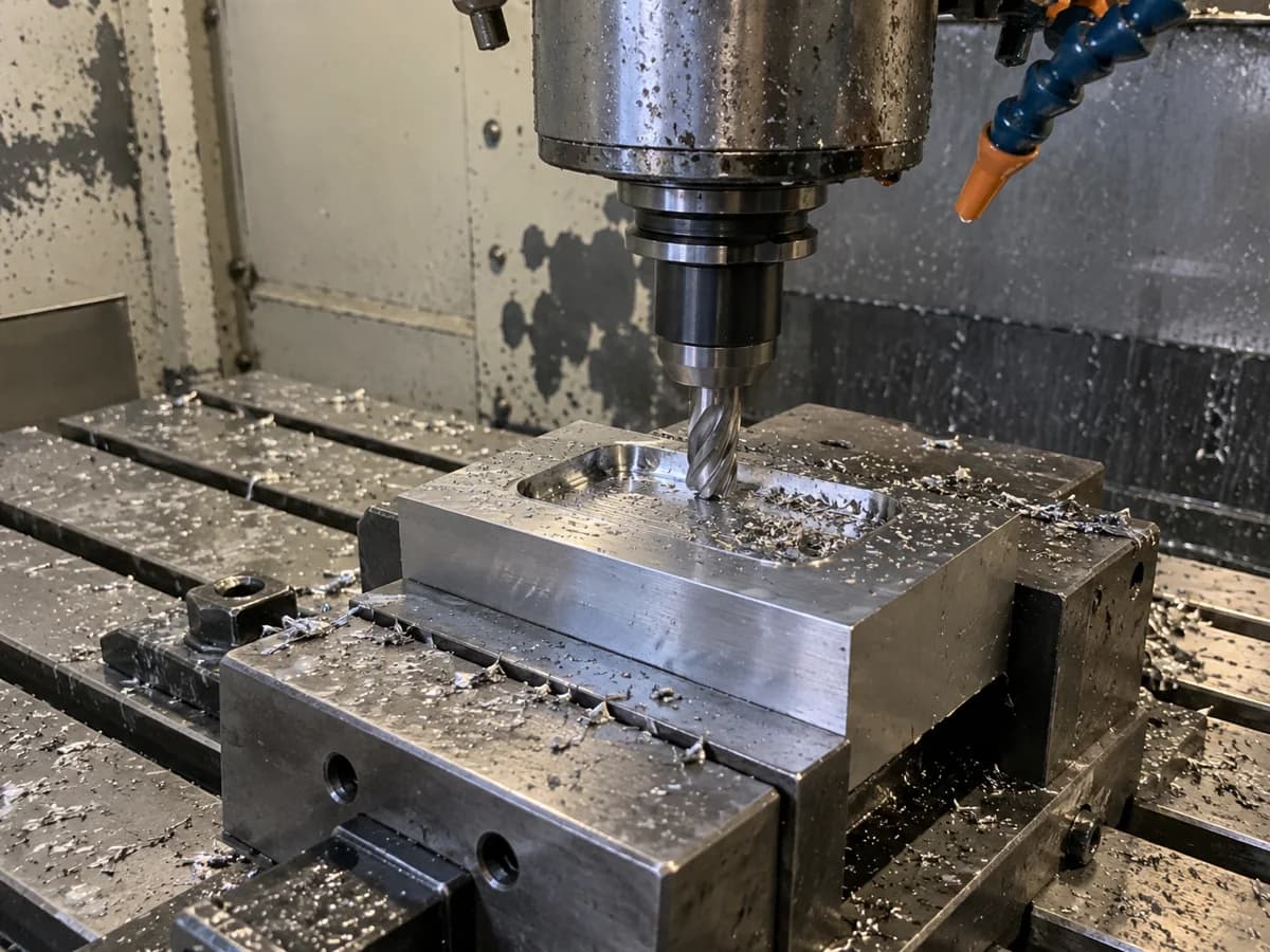 Illustrative milling setup in a working machine shop