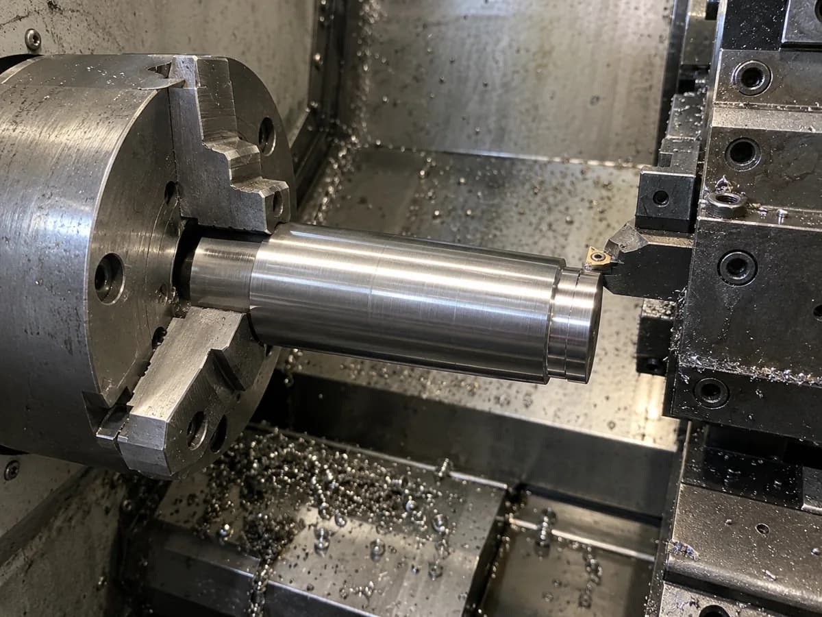 Illustrative turning setup in a working machine shop