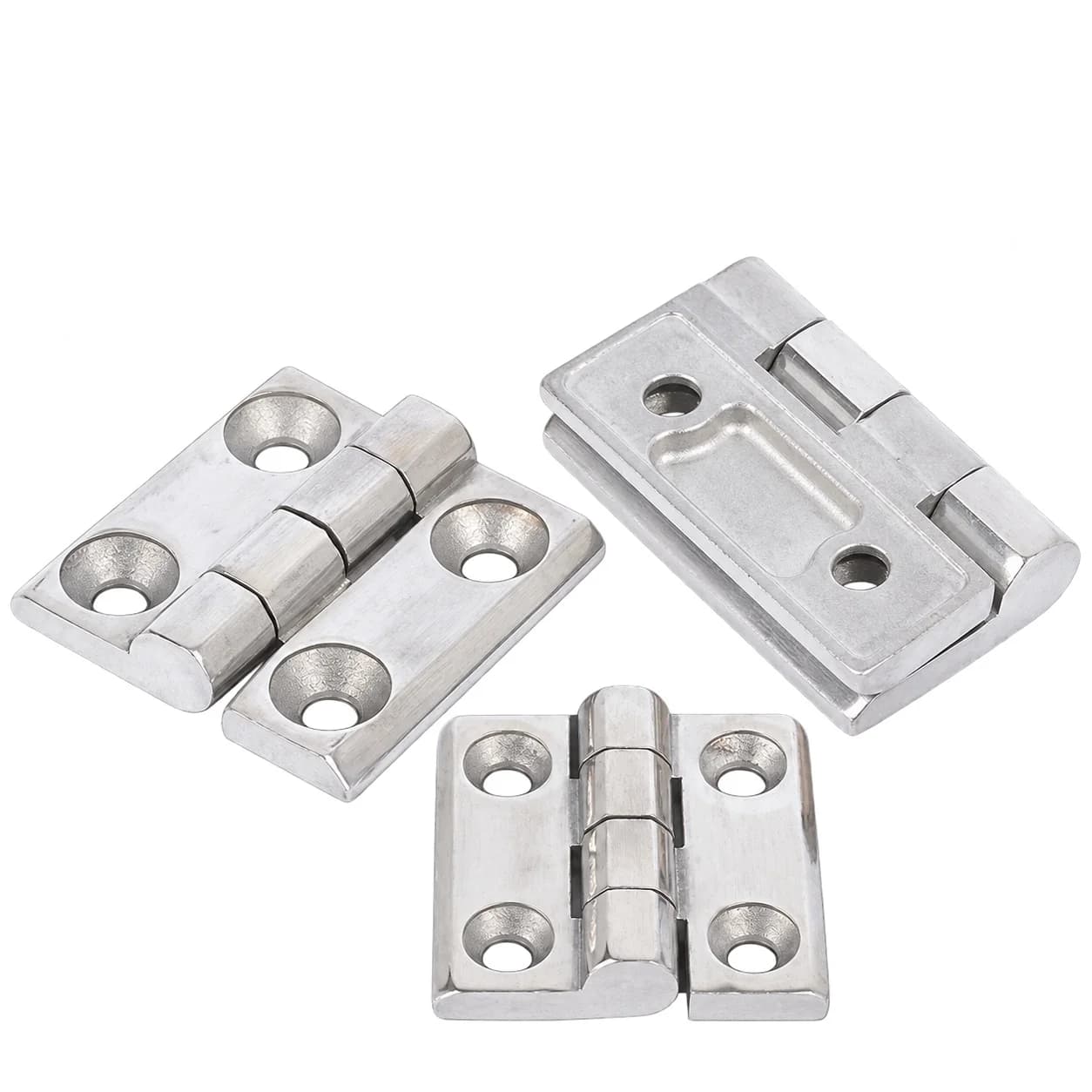 Metal hinges with mounting holes