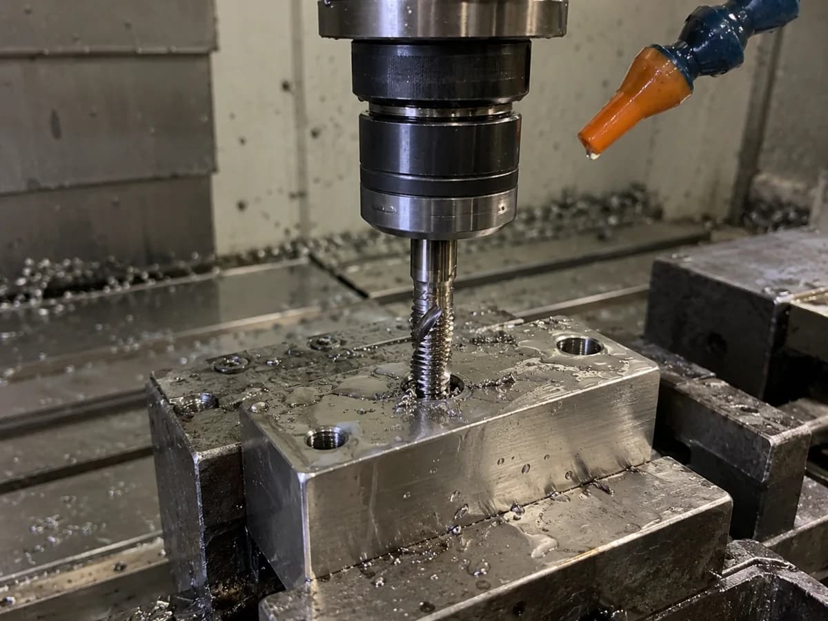 Illustrative tapping setup in a working machine shop